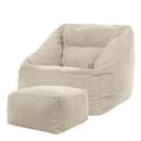 Icon Sitzsack Riesen Sessel Cord Beige mit Hocker XXL Bild 2