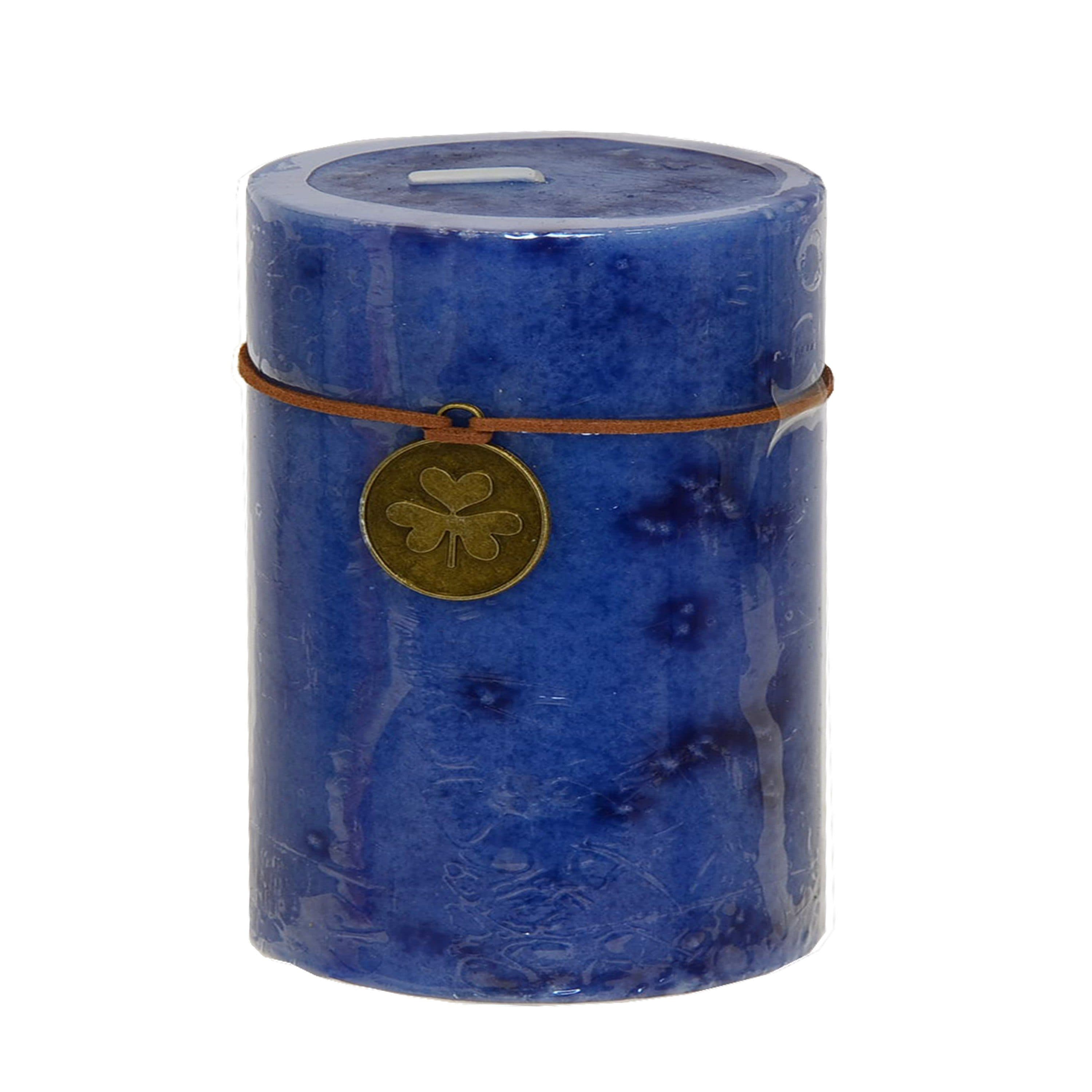 B&S Stumpenkerze Trendkerze marmoriert blau