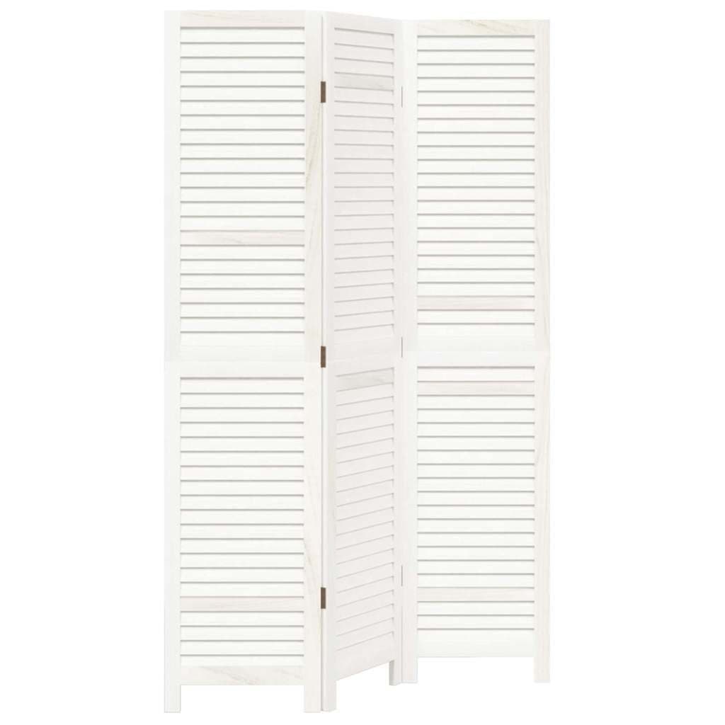 vidaXL Raumteiler 3-tlg. Weiß Massivholz Paulownia