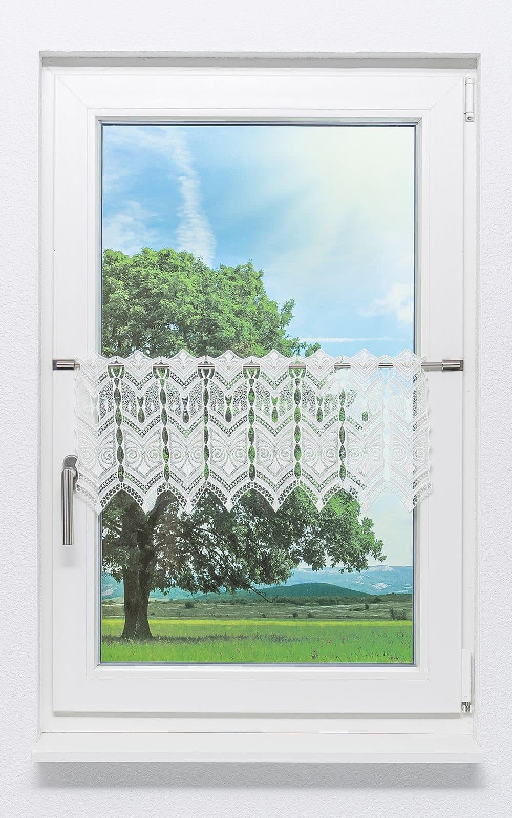 Plauener Spitze® Scheibengardine Transparent Weiß Abstrakt - Bild 2