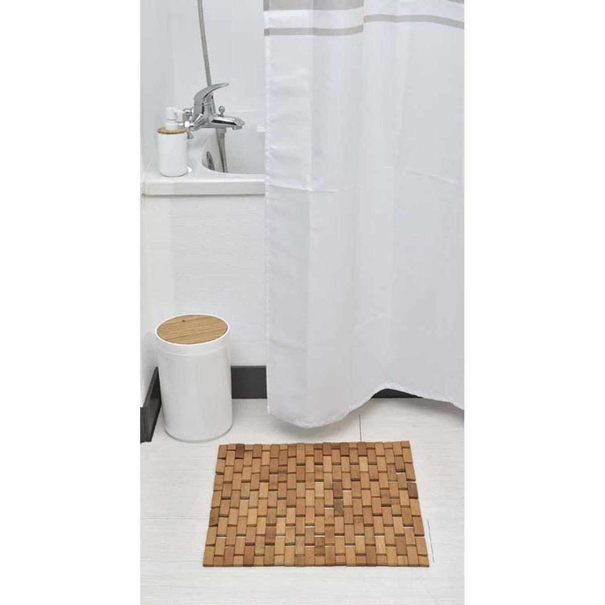 LikeKa Badematte 100% Bambus Rutschhemmend Quadratisch