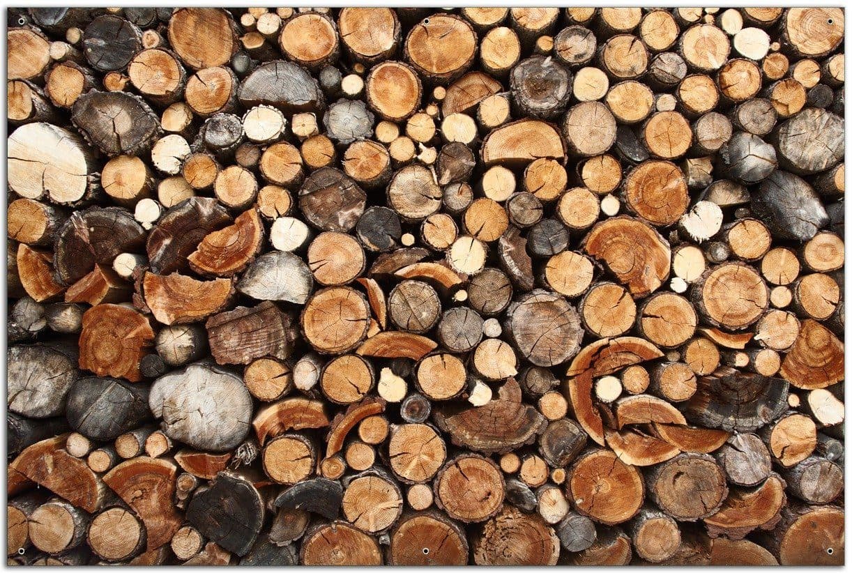 Wallario Sichtschutzzaunmatte Dunkler Holzstapel rund Kunststoff - Bild 2