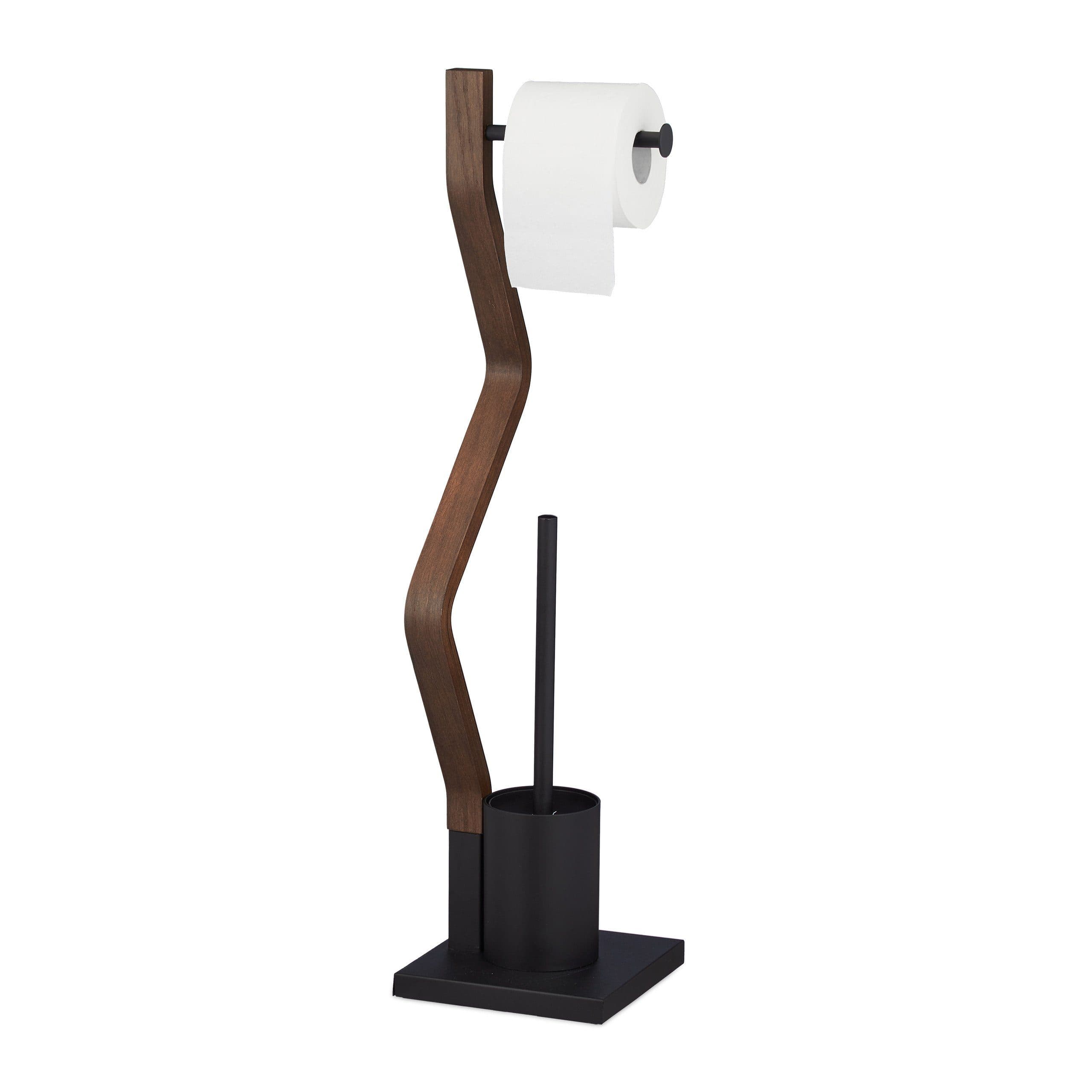 relaxdays WC Garnitur Schwarz Standmodell mit Holz-Optik - Bild 2
