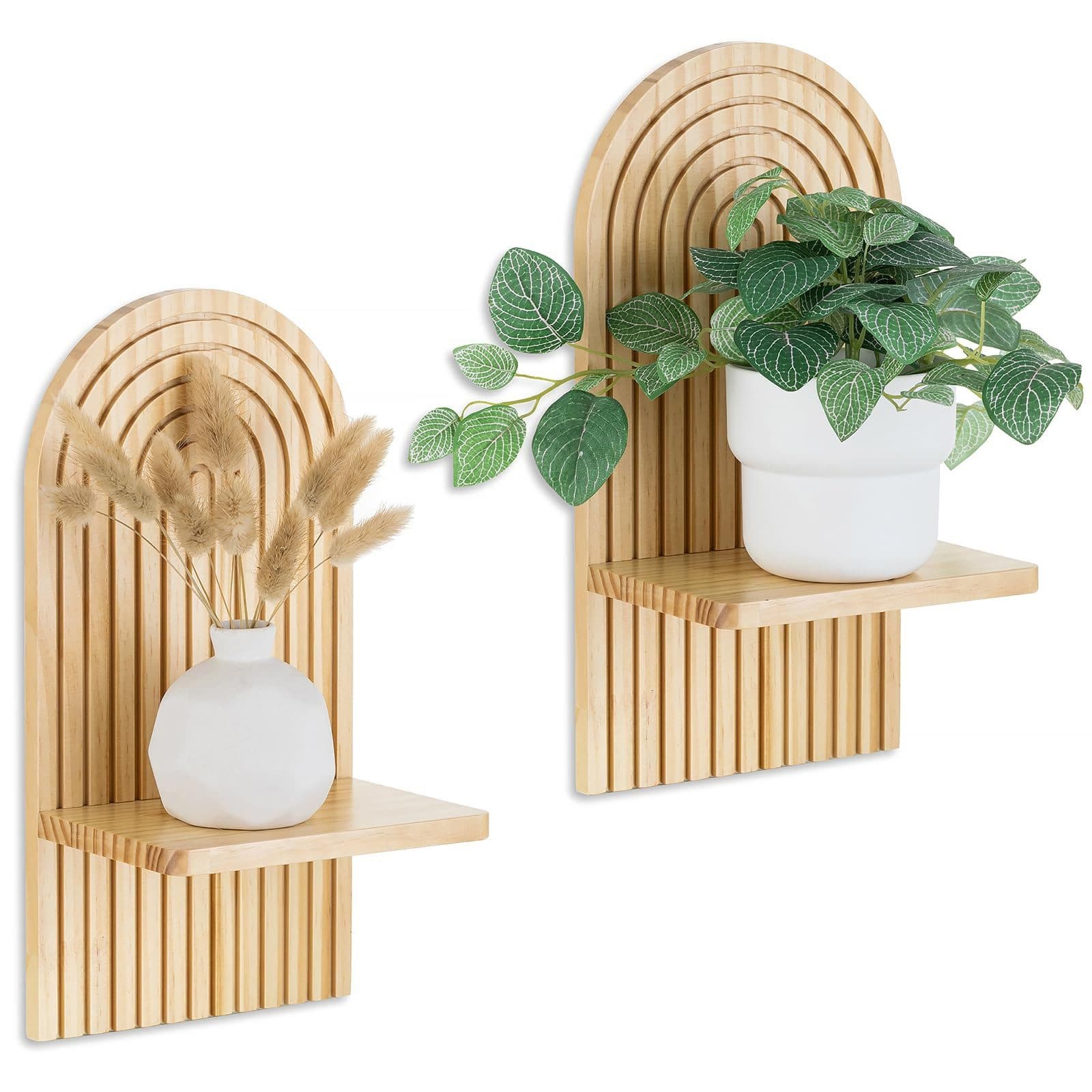 FOUORTUNATE-BEE Wandregal Boho Bogenform Holz Weiß 2-tlg. - Bild 2