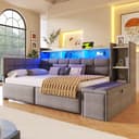 MODFU Schlafsofa mit LED, USB & Stauraum, Samt 90x190 cm Bild 2