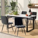 OKWISH Essgruppe mit Ausziehtisch und 4 Samt-Stühlen Weiß/Schwarz Bild 2