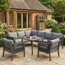 Flieks Gartenlounge-Set 8-Sitzer Ecksofa mit Esstisch grau Bild 2