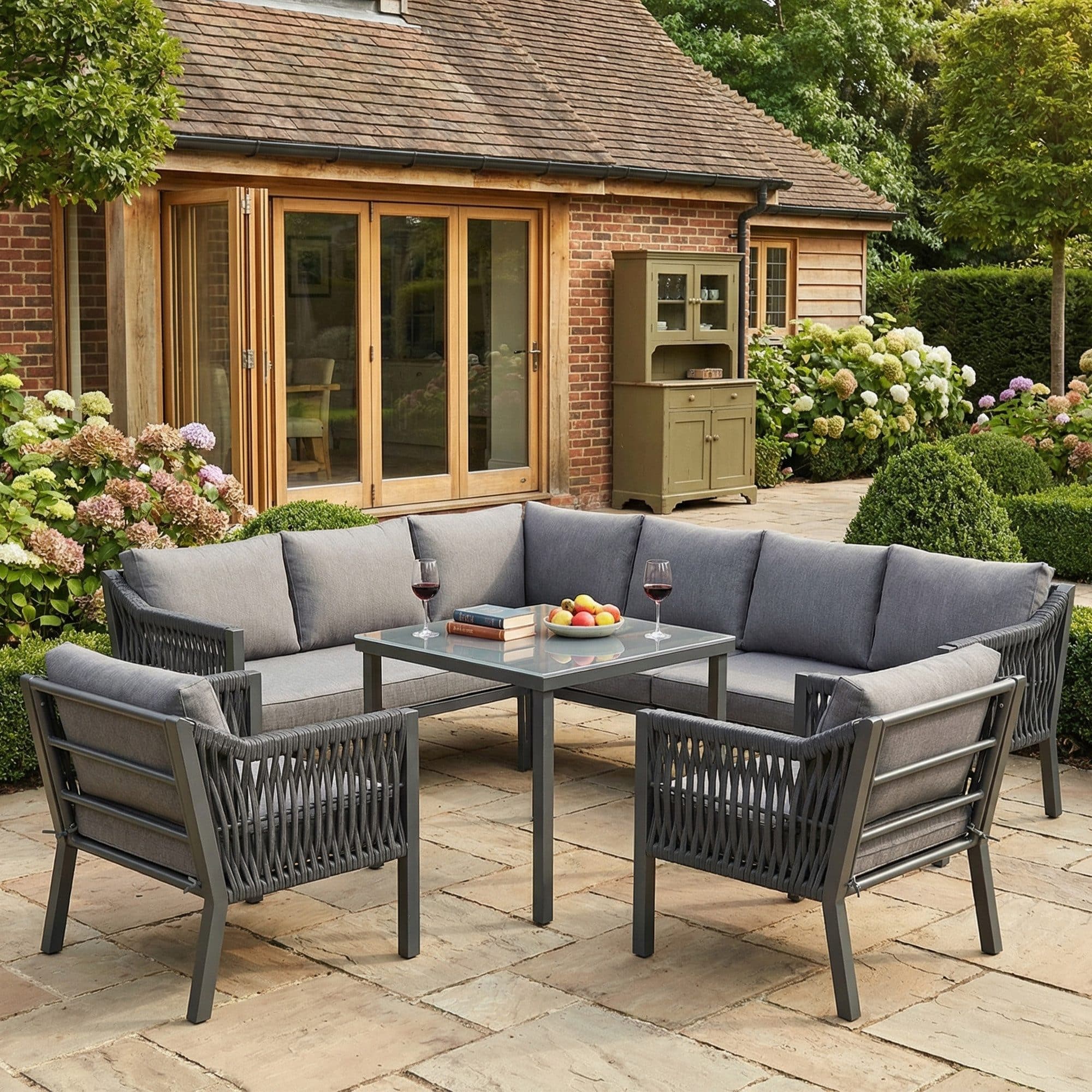 Flieks Gartenlounge-Set 8-Sitzer Ecksofa mit Esstisch grau - Bild 2