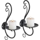 LuxusKollektion Wandkerzenhalter Schwarz Metall 2er Set Teelichthalter Bild 2