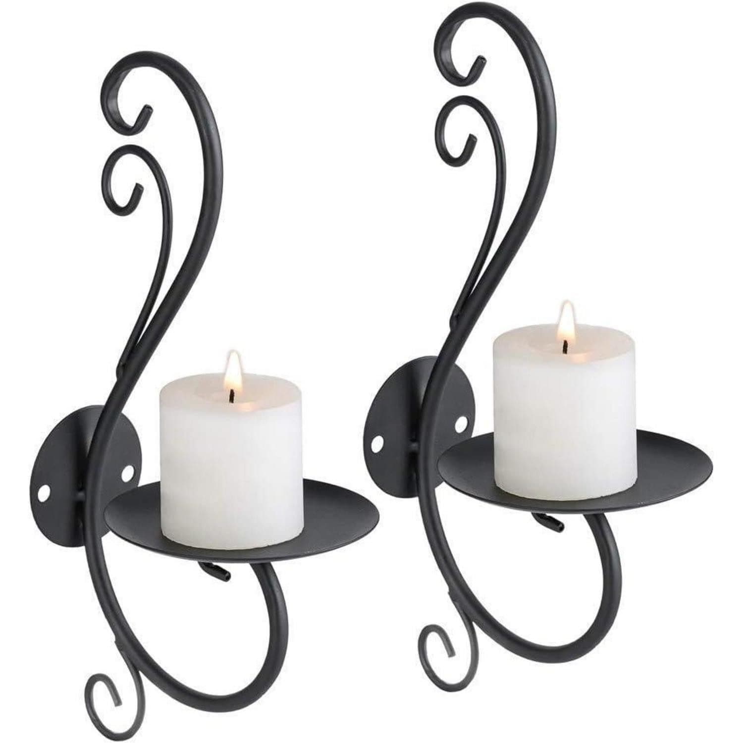 LuxusKollektion Wandkerzenhalter Schwarz Metall 2er Set Teelichthalter - Bild 2