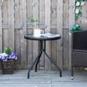 Outsunny Beistelltisch Schwarz Glas Outdoor Balkon Bild 2