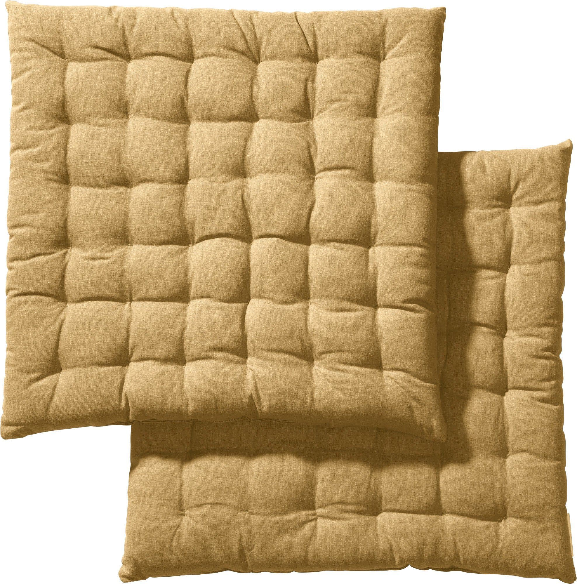 REDBEST Stuhlkissen 2er-Pack Uni Beige Gesteppt - Bild 2