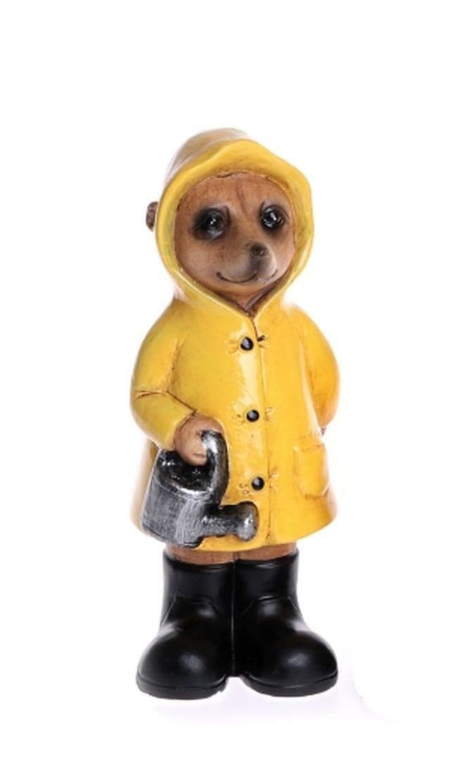 Dragimex Gartenfigur Erdmännchen Regenmantel Keramik