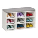 relaxdays Schuhbank mit gepolsterter Sitzfläche, 9 Fächer Weiß/Grau Bild 2