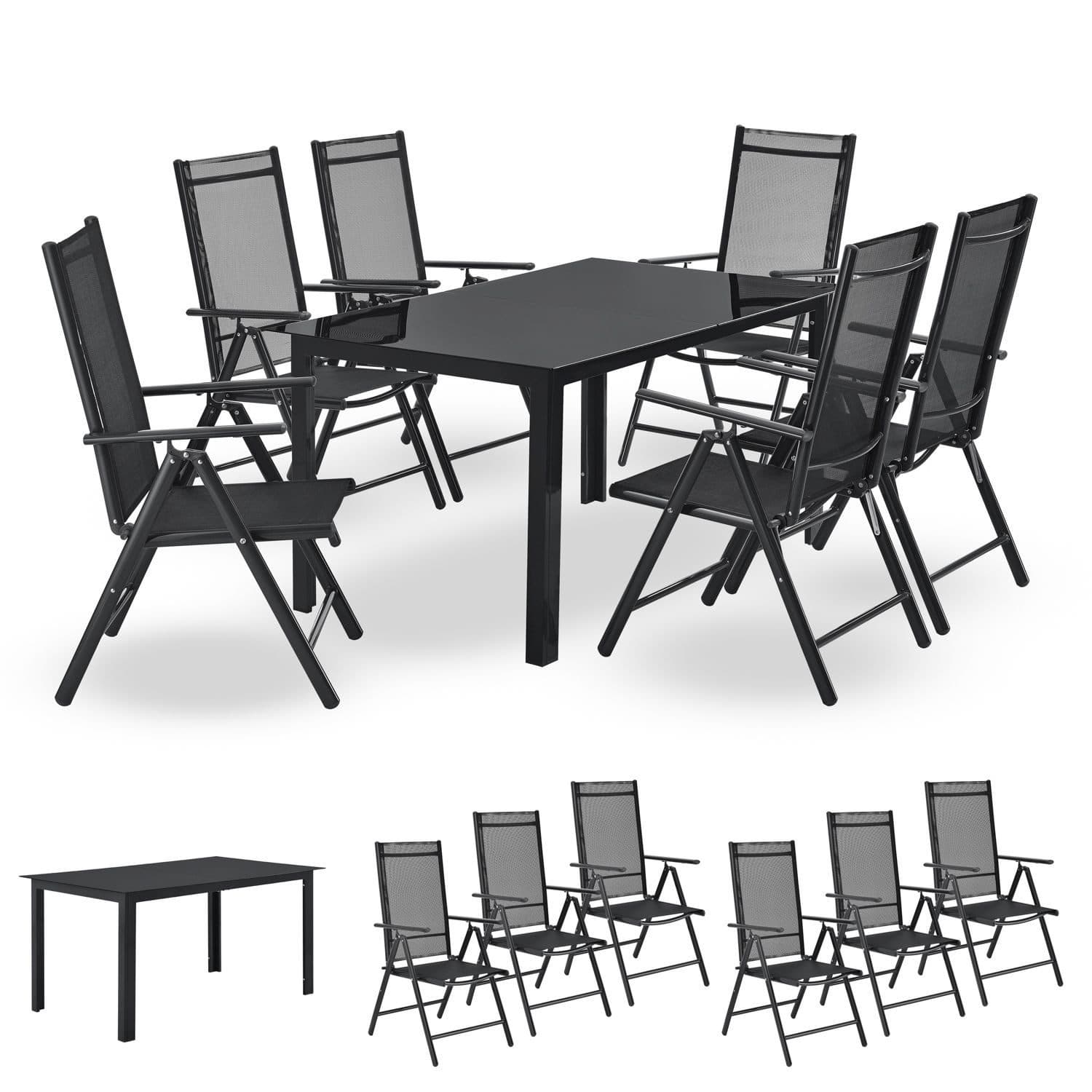 Juskys Garten-Essgruppe Milano 7-tlg. Dunkelgrau Aluminium mit Glas - Bild 2
