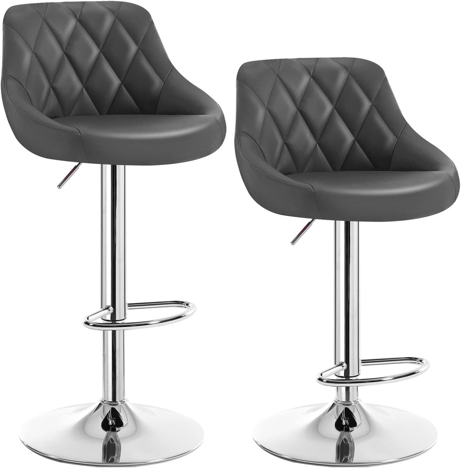 Woltu Barhocker 2er Set Grau Kunstleder Höhenverstellbar Drehbar - Bild 2