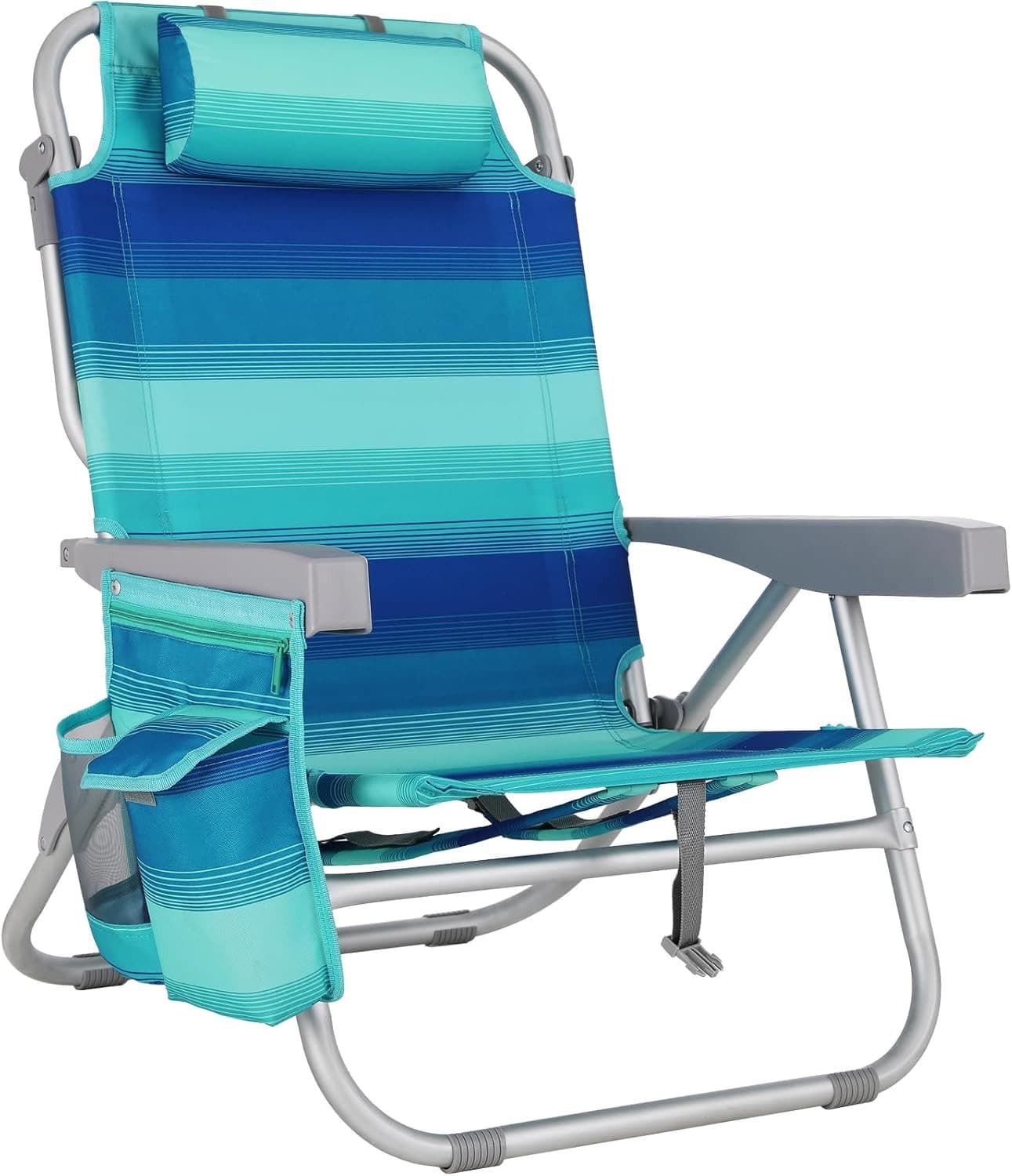 TLGREEN Klappstuhl Aluminium Blau 5-fach verstellbar bis 150 kg - Bild 2