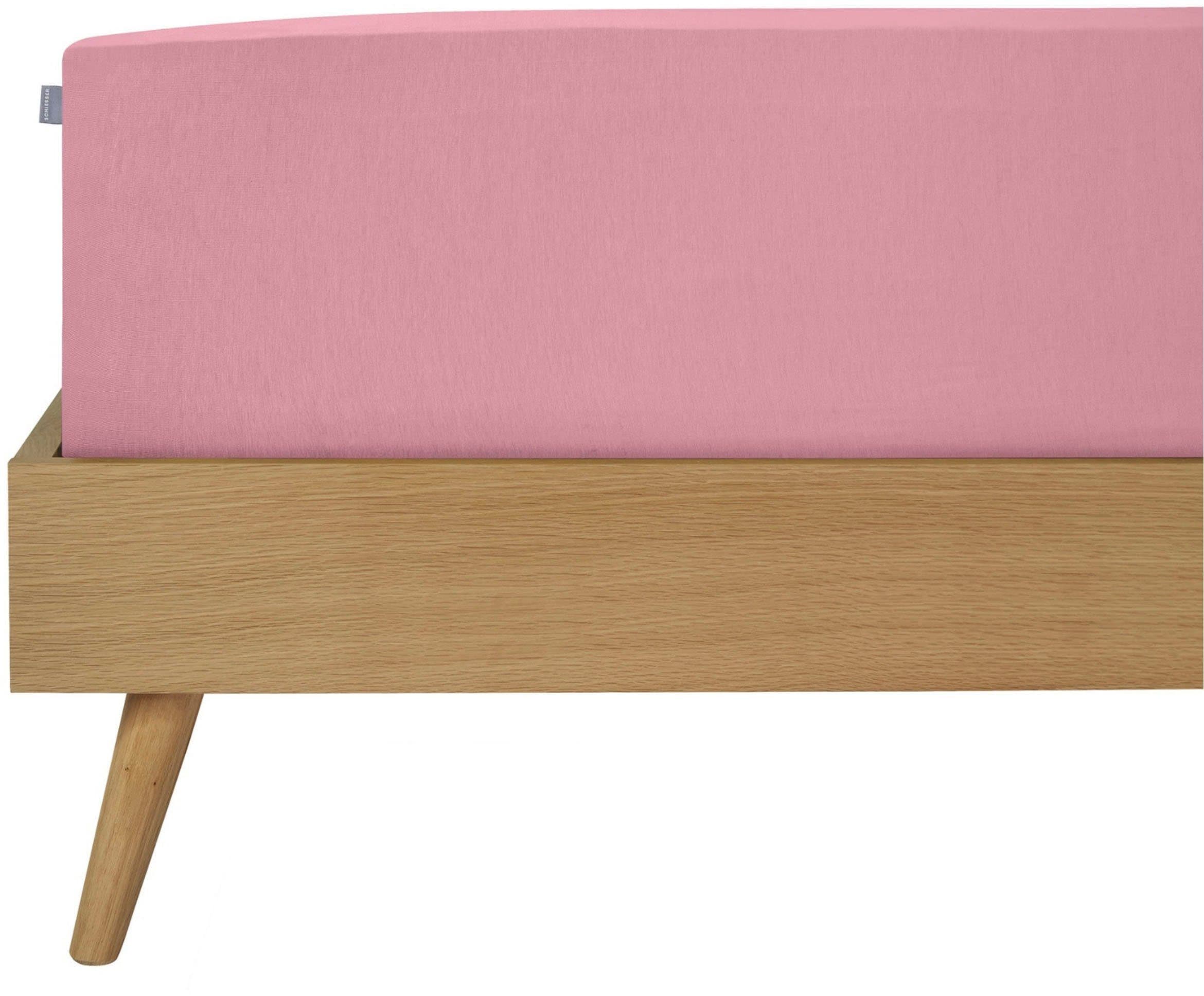 Schiesser Spannbettlaken Rosa Feinbiber 100% Baumwolle - Bild 2