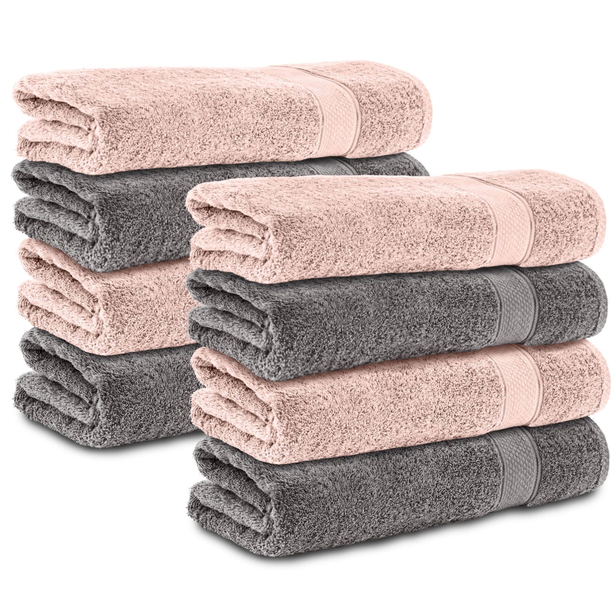 Komfortec Handtuch Set 8-tlg. Grau/Rosa 100% Baumwolle Frottee - Bild 2