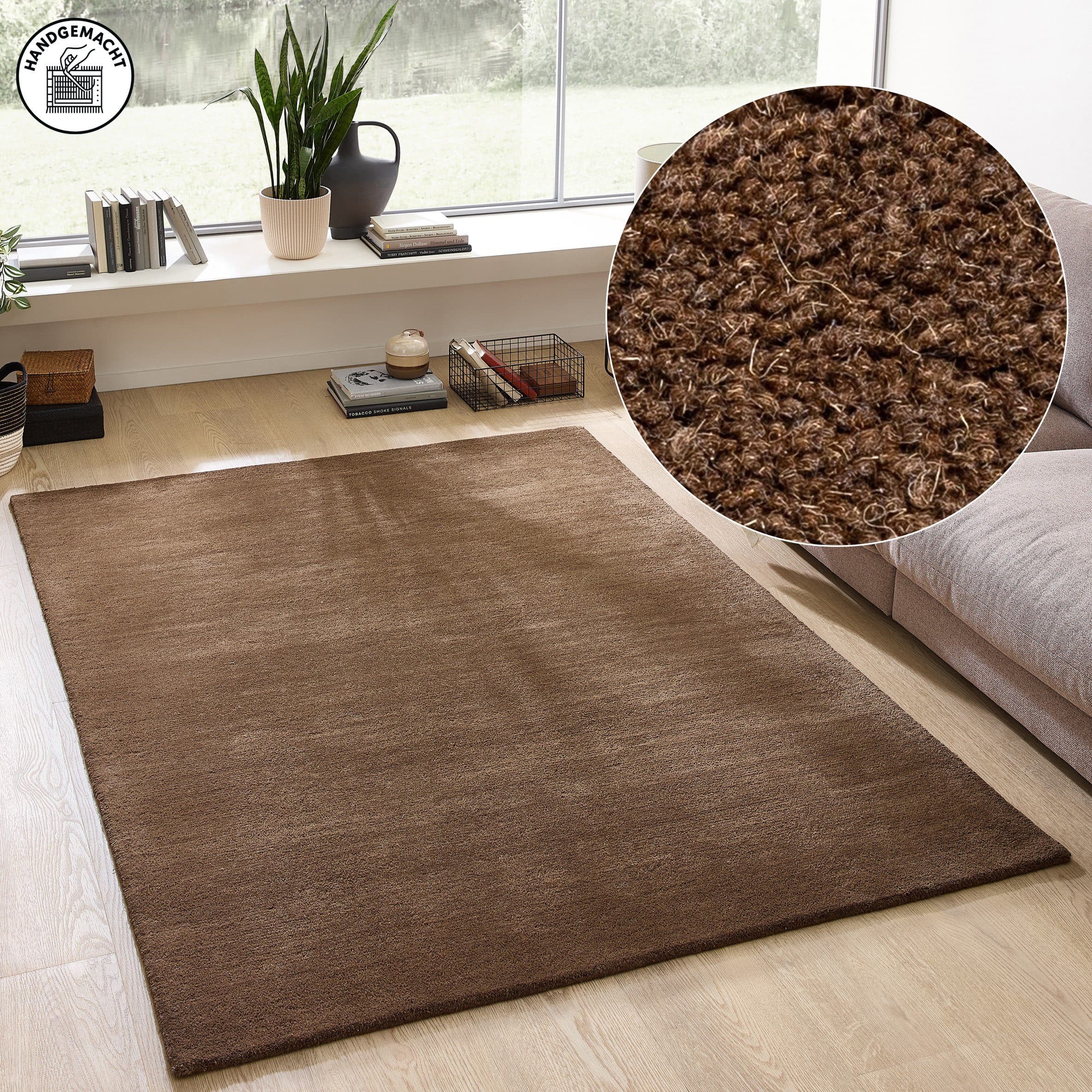 OTTO HOME Wollteppich Gabbo Natur Braun Uni Handgetuftet - Bild 2