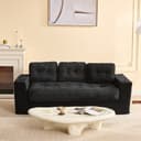 LITBIRD 3-Sitzer Bodensofa Schwarz Grau Kordstoff mit Kissen Bild 2