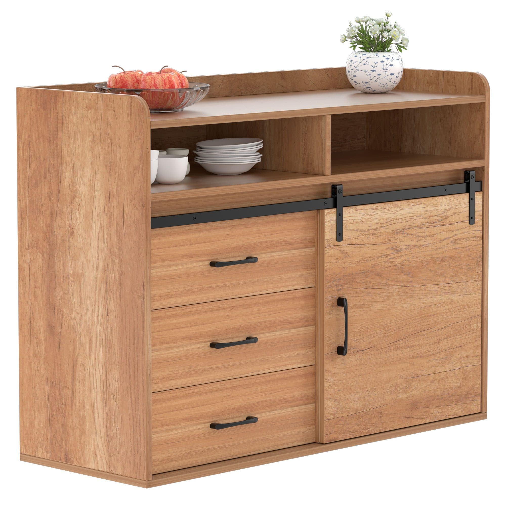 HOMAVO Sideboard HG1-S mit Schiebetür & 3 Schubladen - Bild 2