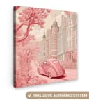 OneMillionCanvasses® Leinwandbild Rosa Auto Stadt Bild 2