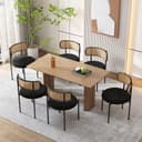 Flieks Esszimmerstuhl 6er Set Rattanstuhl Samt Schwarz Bild 2