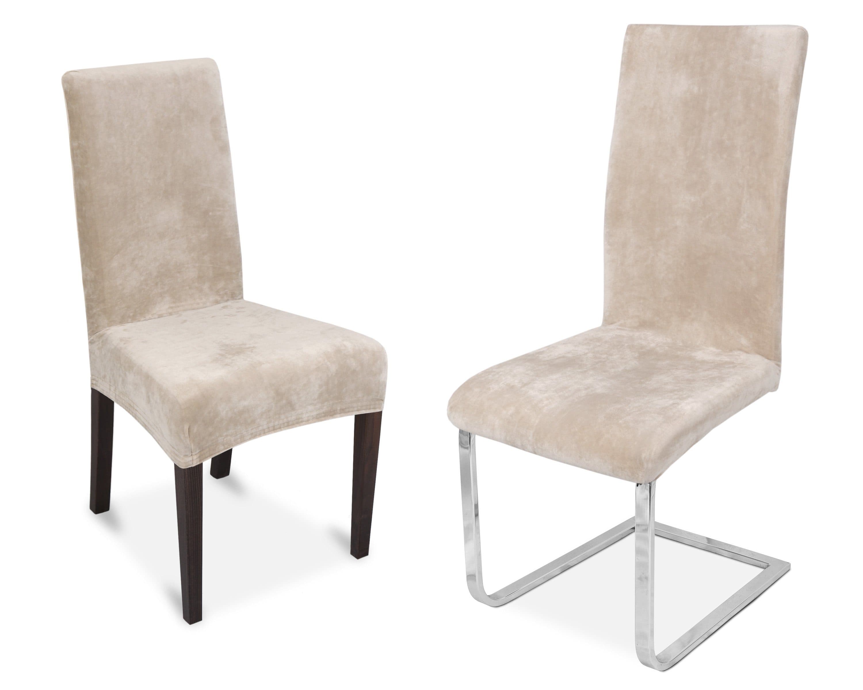Beautex Stuhlhusse Maya Samt Mirofaser Beige Elastisch - Bild 2