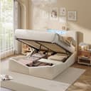 Gdood Polsterbett mit LED und Stauraum Samt 140x200 Bild 2