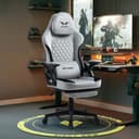BRTHORY Gaming-Stuhl mit Verstellbarer Kopfstütze und Wippfunktion, 135°, Hellgrau Bild 2