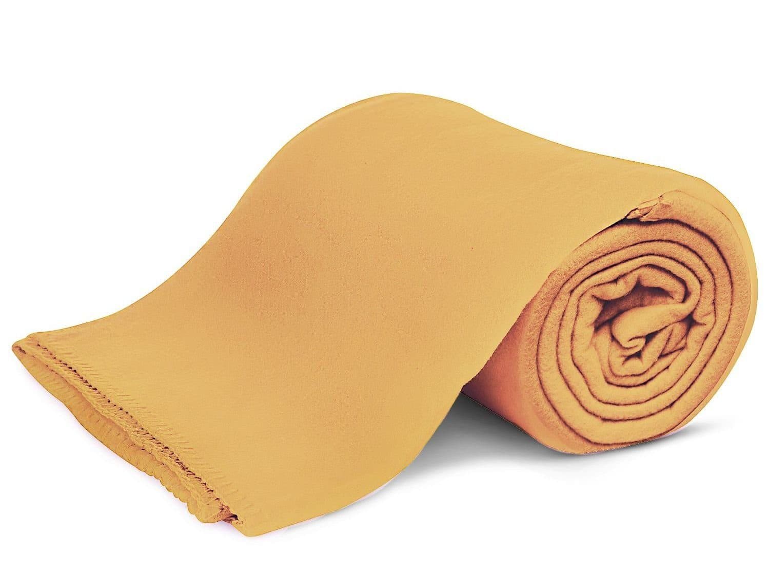 KiGATEX Wohndecke Polar-Fleece Gelb Antipilling Ziersticheinfassung