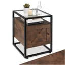 tectake Nachttisch Kidderminster Industrie-Stil Glasplatte Bild 2