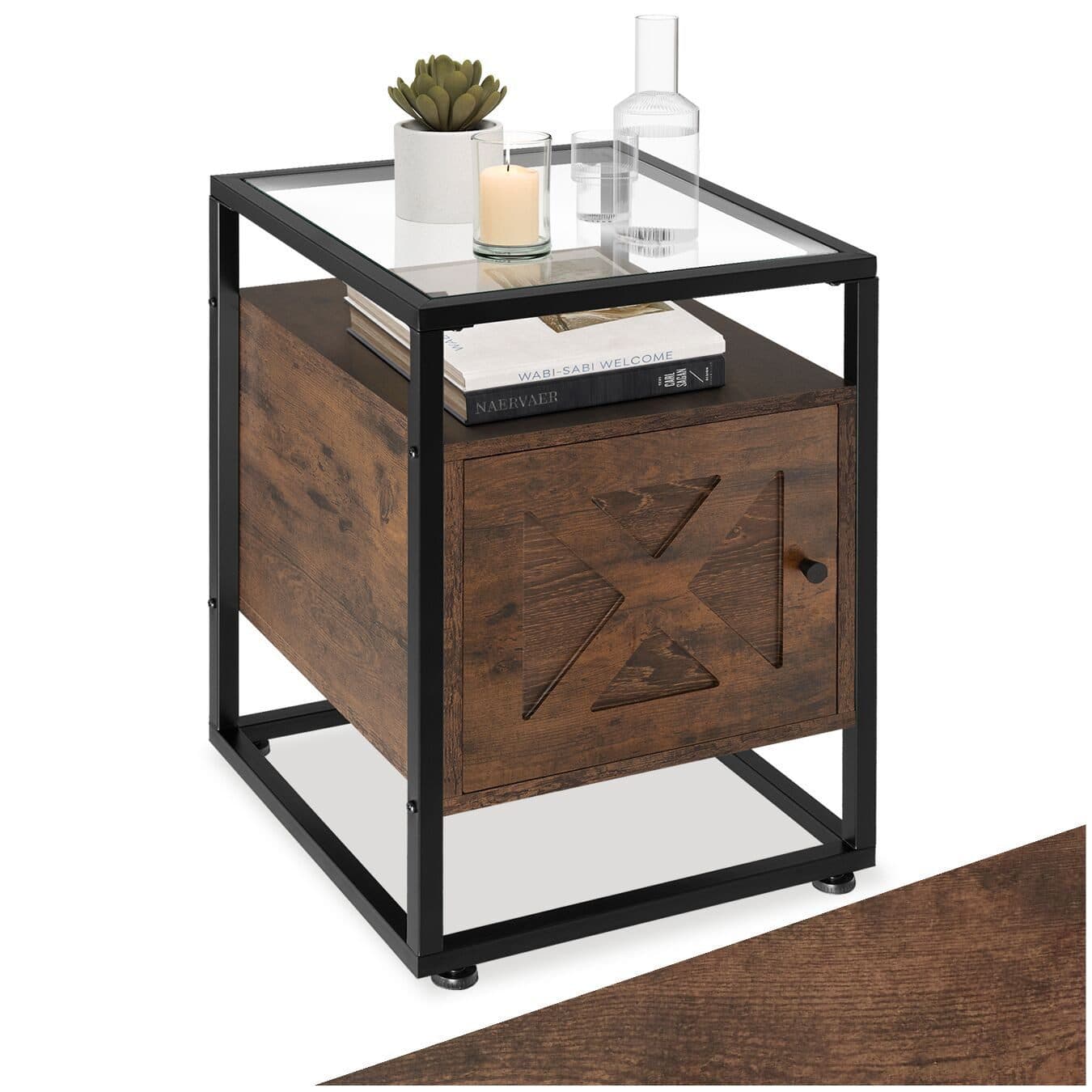 tectake Nachttisch Kidderminster Industrie-Stil Glasplatte - Bild 2