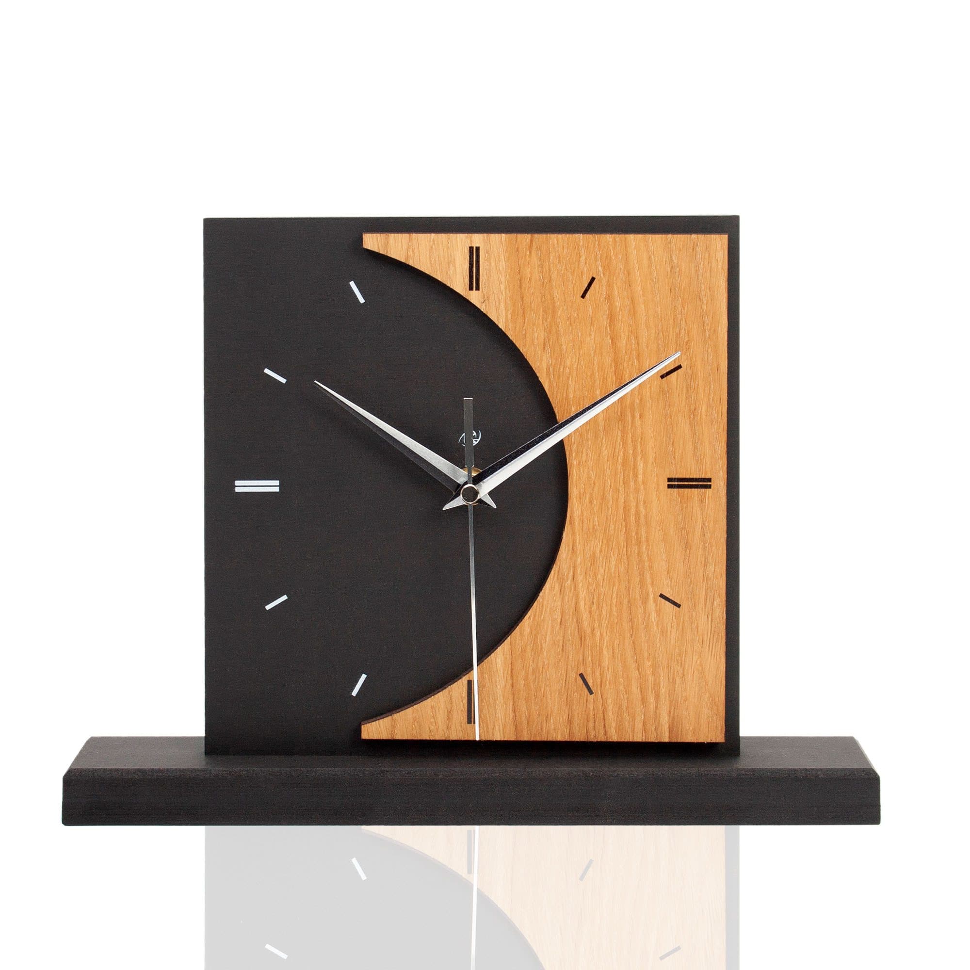 Kreative Feder Standuhr Moon aus Holz Schwarz Leise Tischuhr - Bild 2