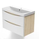 duschspa Waschtisch Set Weiß Eiche Einbauwaschbecken Softclose Bild 2