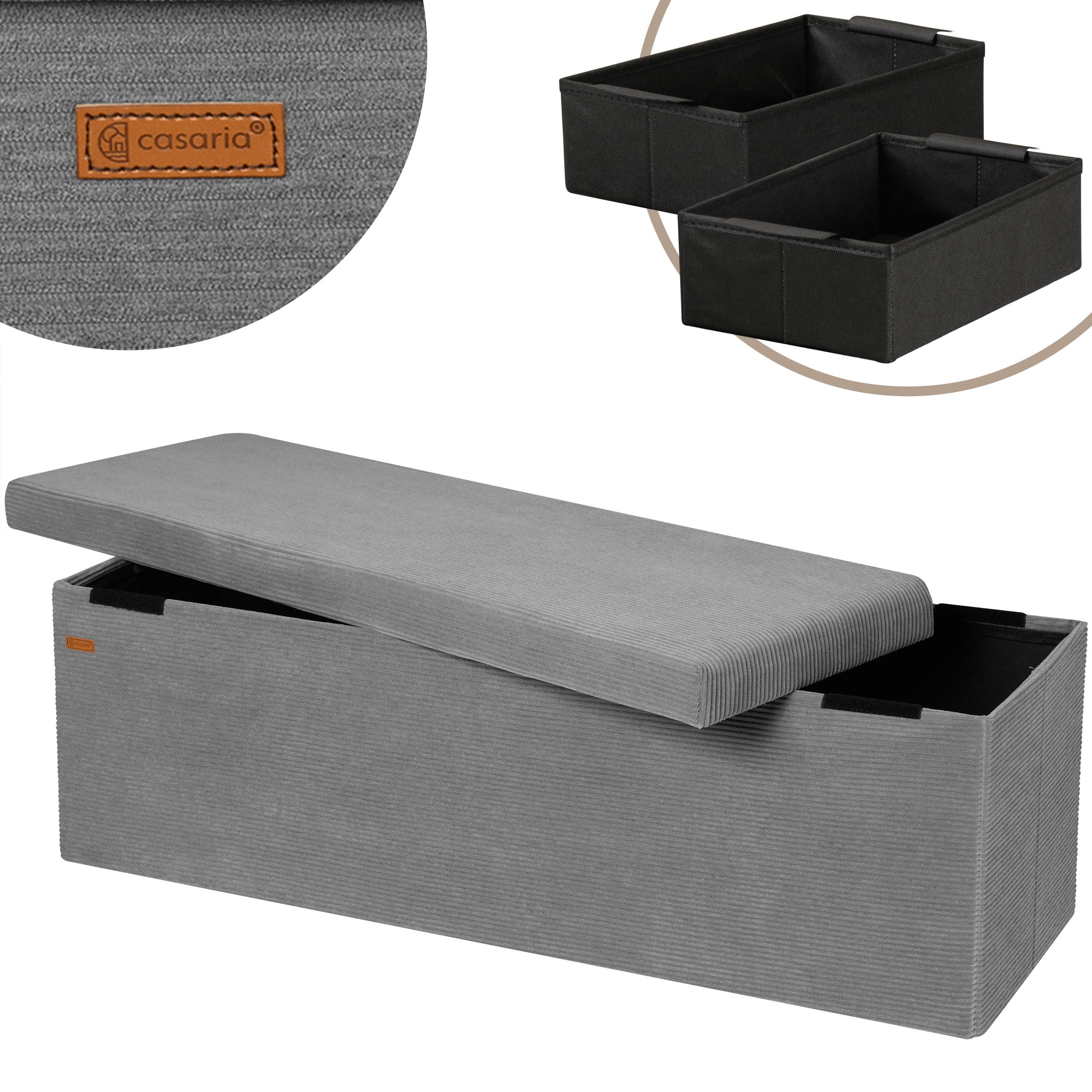 Casaria Sitzbank Cord Anthrazit Faltbar inkl. 2 Boxen 114cm 300kg Belastbarkeit Flur - Bild 2