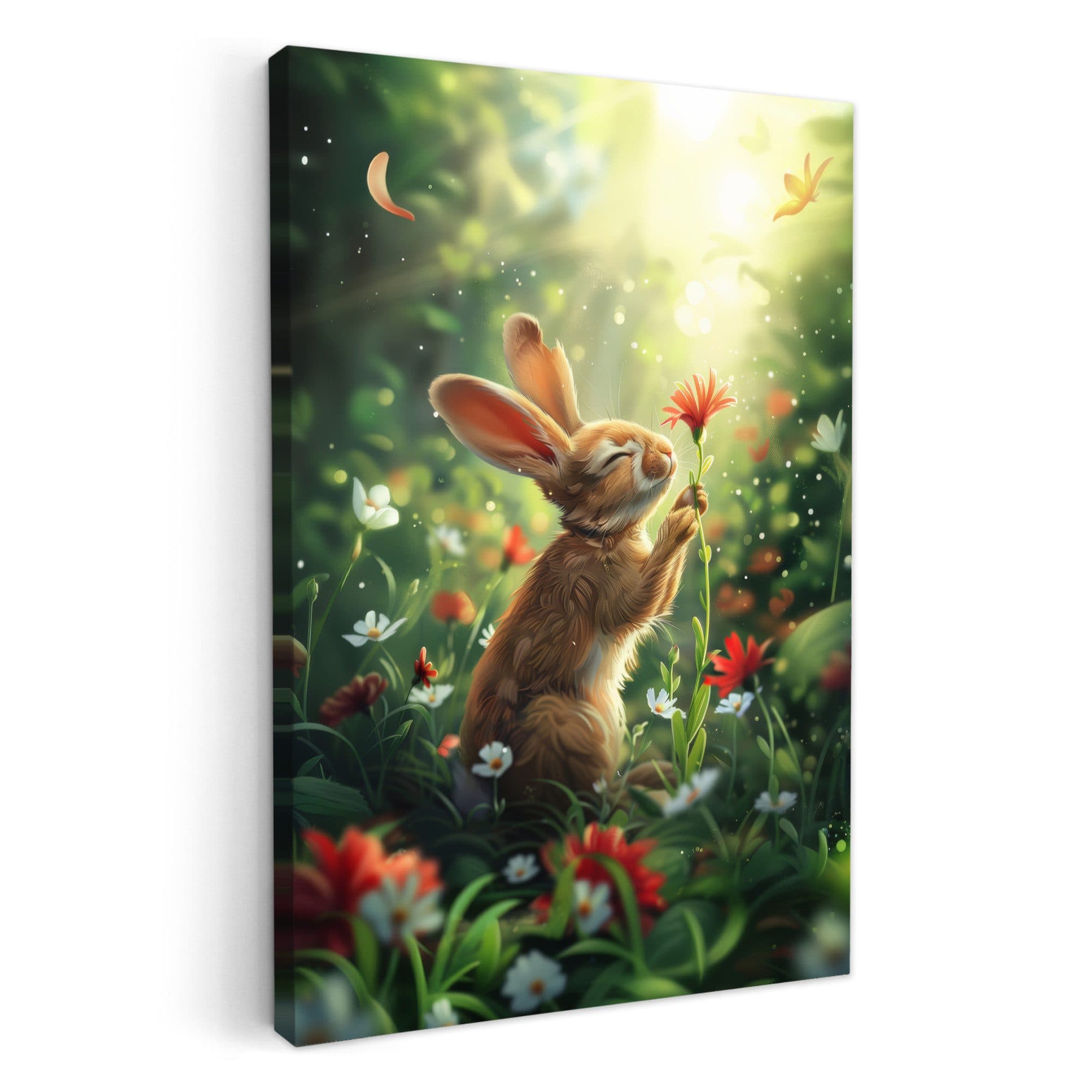 OneMillionCanvasses® Leinwandbild Kaninchen Blumen Kinderzimmer Deko - Bild 2