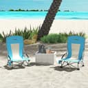 Outsunny Campingstuhl 2er Set Blau Klappbar mit Getränkehalter Bild 2