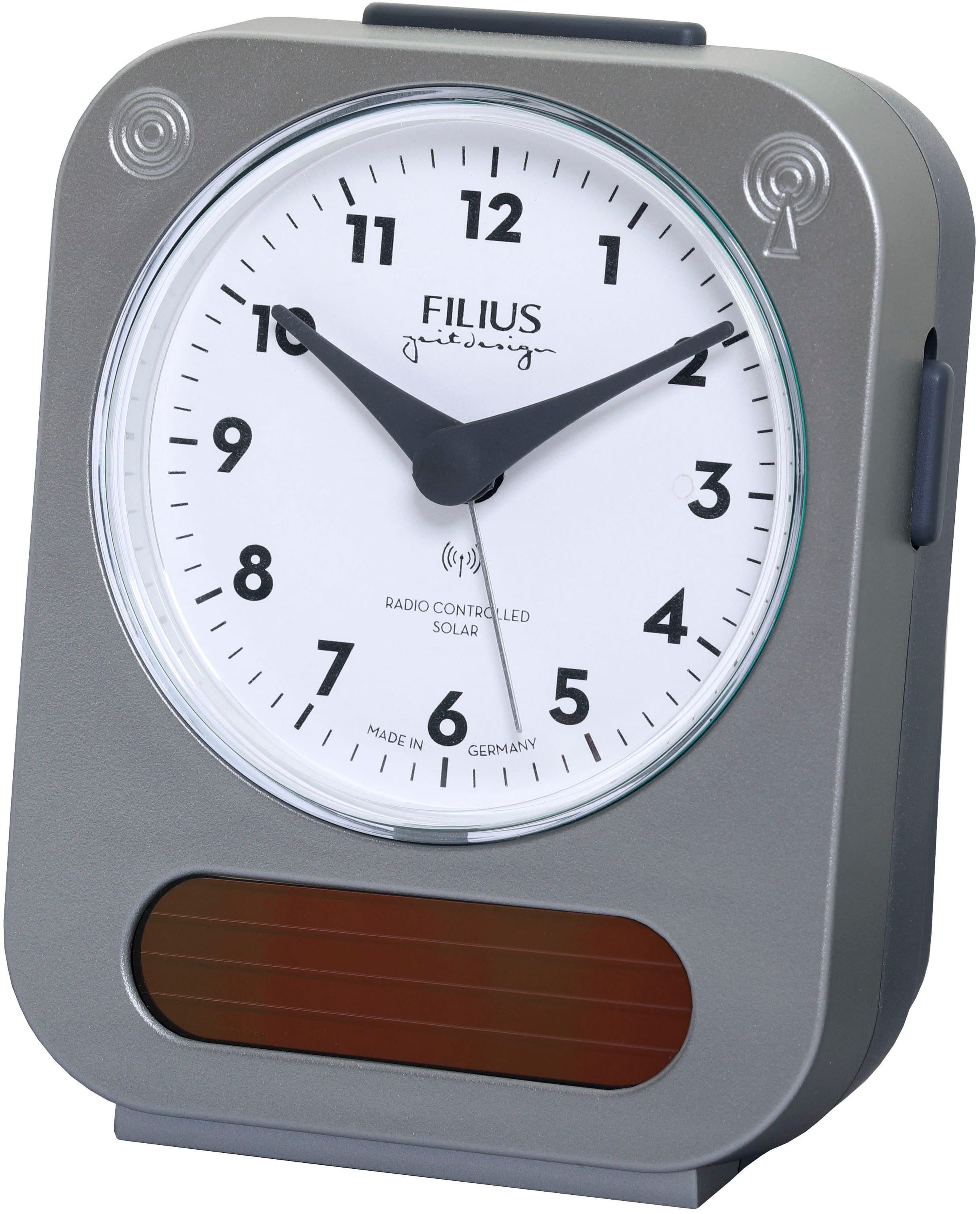 FILIUS zeitdesign Funkwecker Solar Grau Beleuchtung Made in Germany
