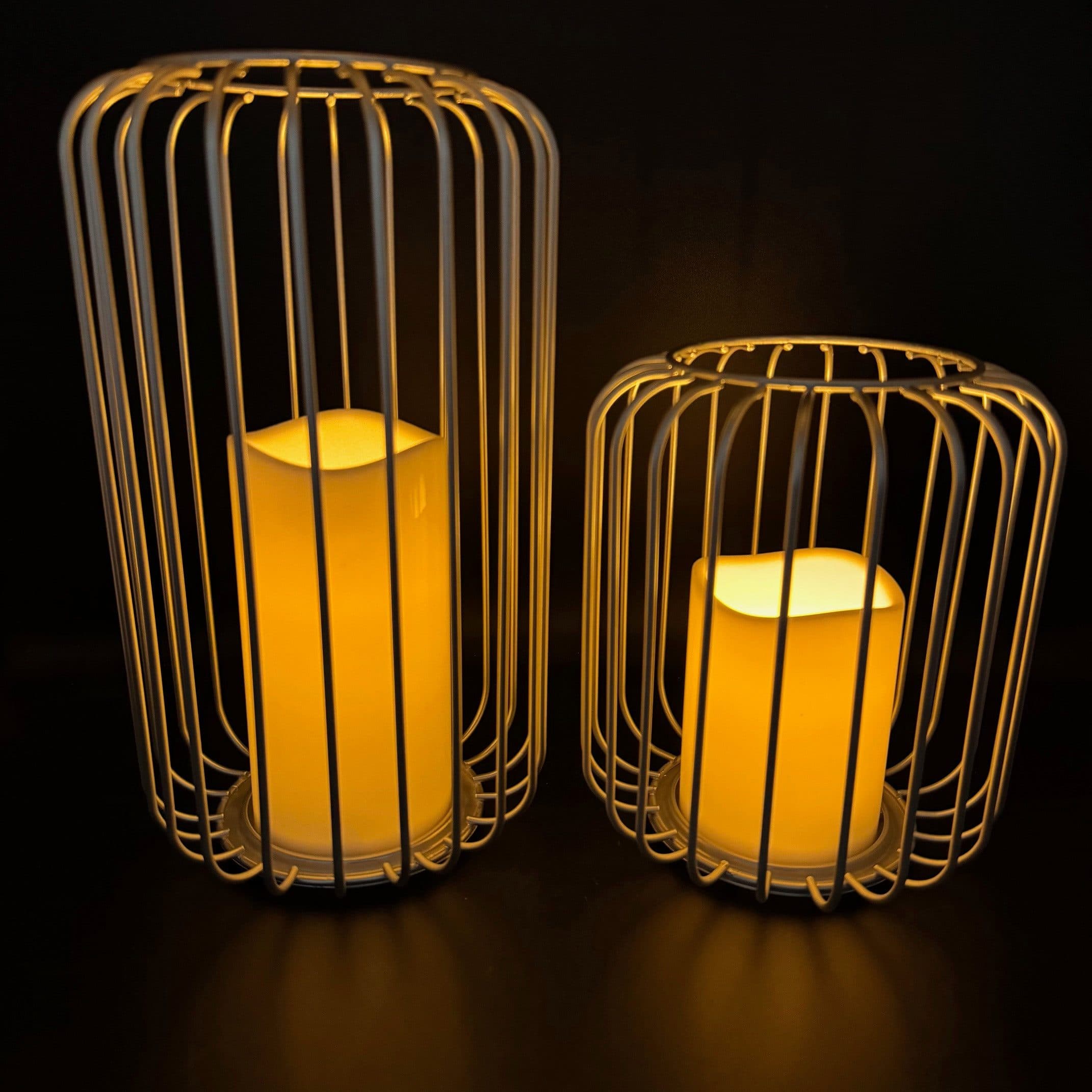 Online-Fuchs LED Laterne 2er Set Silber Outdoor mit Timer - Bild 2