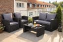 MeXo Gartenlounge-Set 4-tlg. Schwarz Polyrattan mit Kissen Bild 2
