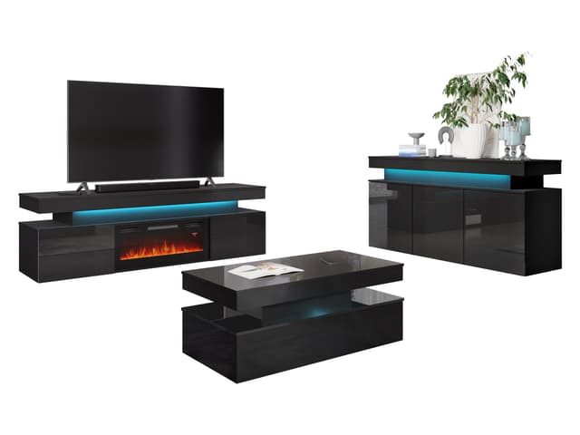 Modernes Wohnzimmer-Set mit TV-Möbel und LED-Beleuchtung