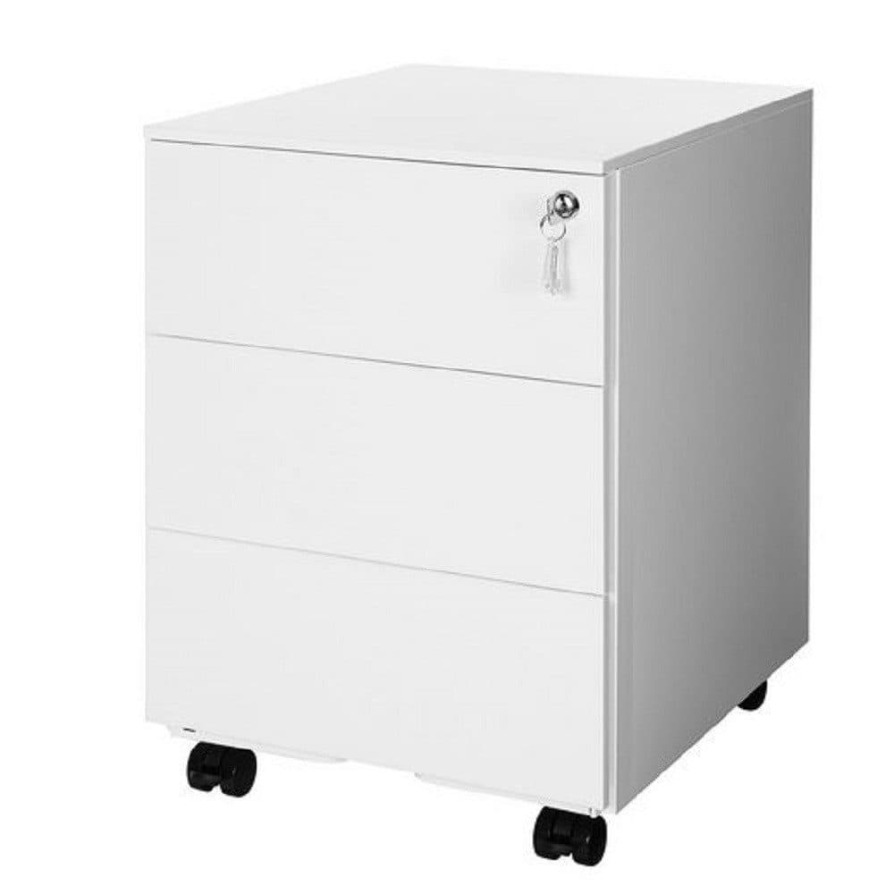 SONGMICS Rollcontainer Schubladenschrank, mobiler Aktenschrank, Metallschrank, Druckertisch, abschließbar, 3/4 Schubladen - Bild 2