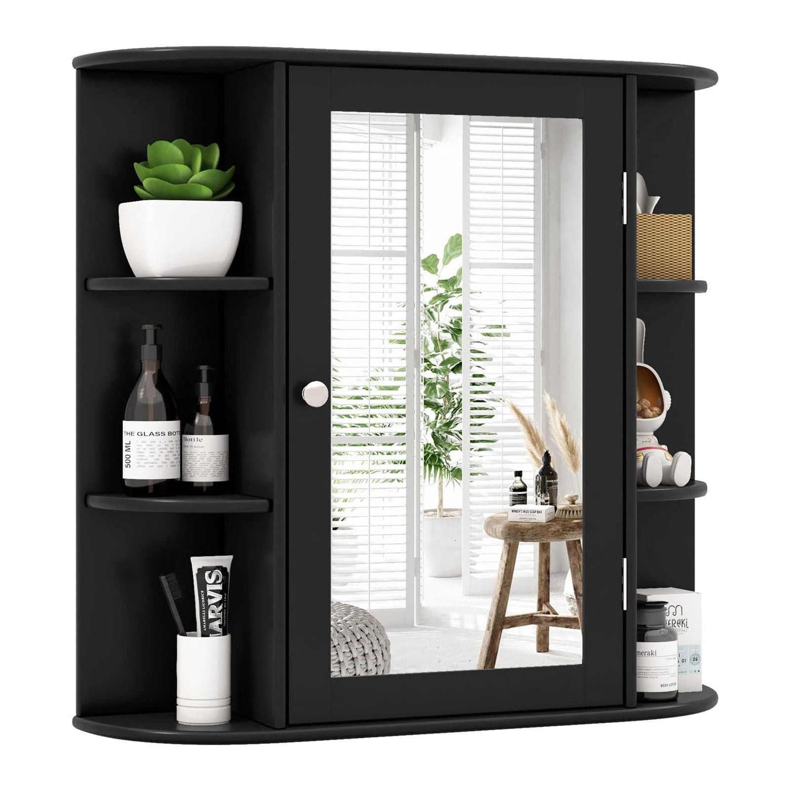 KOMFOTTEU Spiegelschrank Badschrank Hängeschrank Wandschrank mit Ablagen - Bild 2