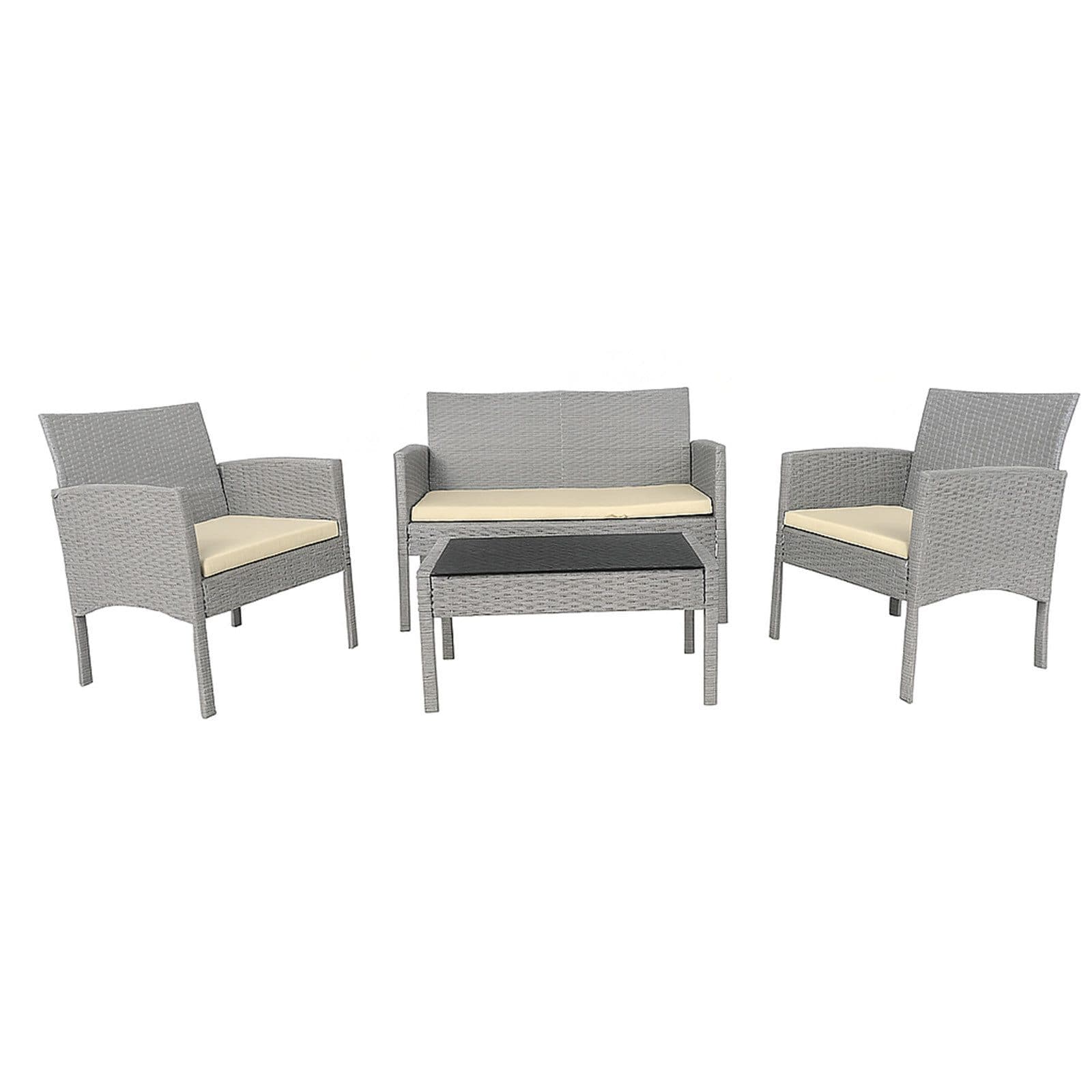HTI-Living Garten-Essgruppe 4-tlg. Grau-Beige Polyrattan - Bild 2