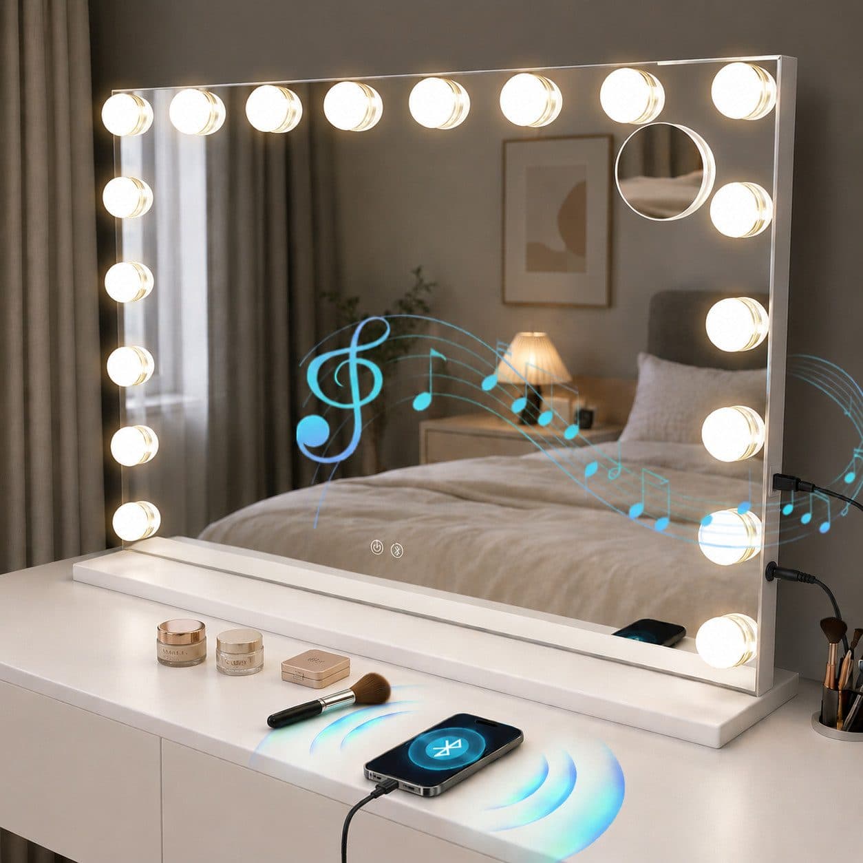 Nettlife Schminkspiegel mit LED-Beleuchtung und Bluetooth - Bild 2