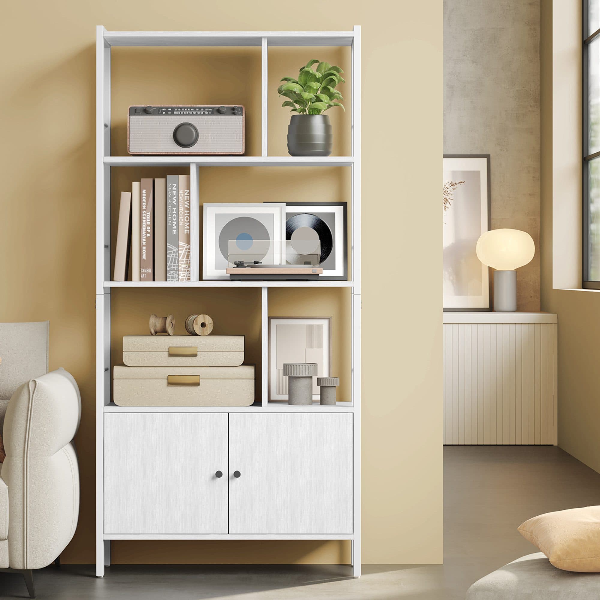 VASAGLE Bücherregal, Standregal, Bücherschrank mit 4 offenen Regalebenen Ahornweiß-Wolkenweiß - Bild 2