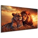 DARO Design Leinwandbild Löwen Sonnenuntergang Modern Abstrakt Wandbild XXL Bild 2