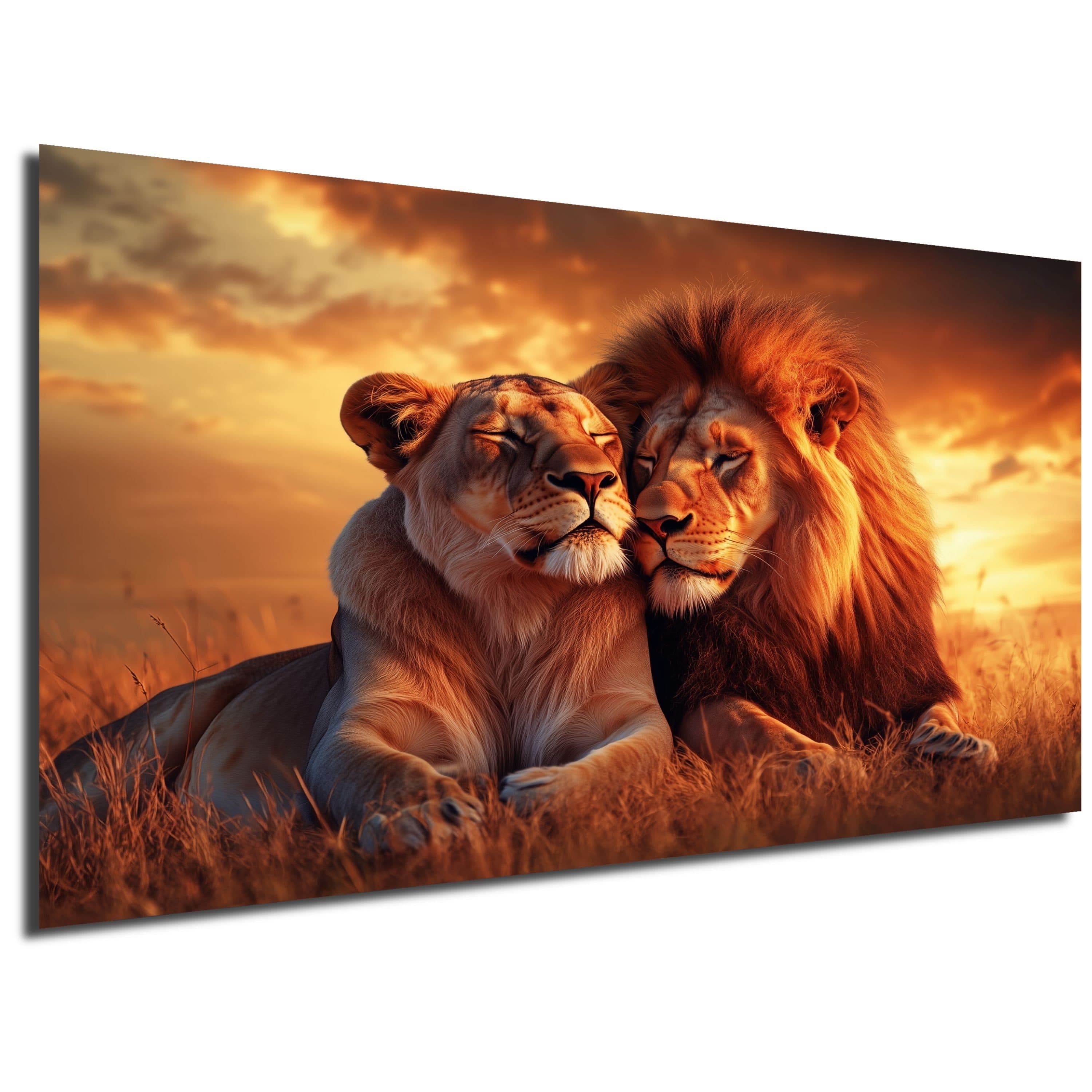 DARO Design Leinwandbild Löwen Sonnenuntergang Modern Abstrakt Wandbild XXL - Bild 2